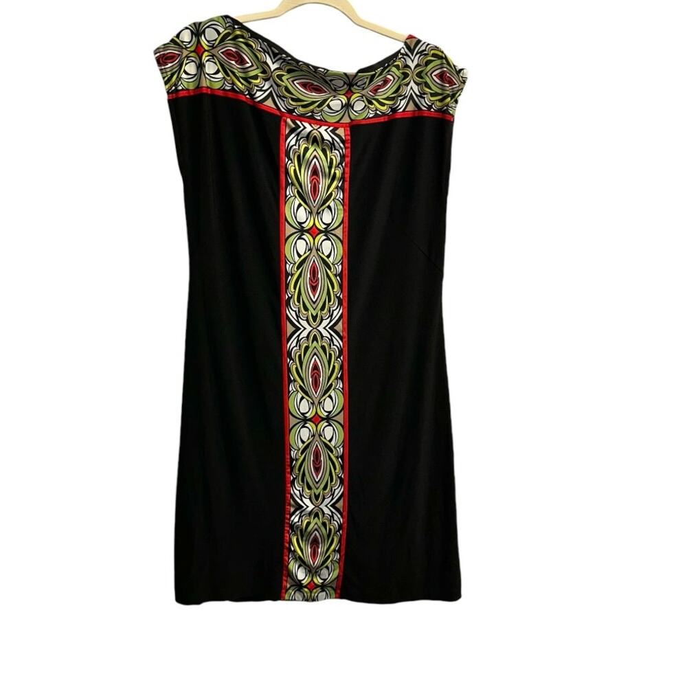 AA Studio Black Multi-Color Strategic Design Dress Size 8